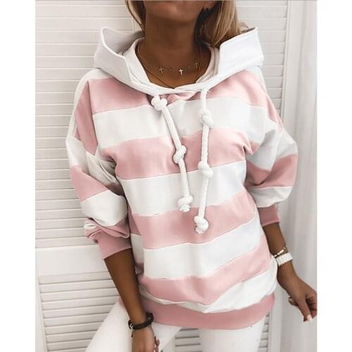Spring Autumn Sports Women Stripe Hoodies Sportswear Womens Long Sleeve Hooded Sweatshirt Set Female Streetwear Tops 2021