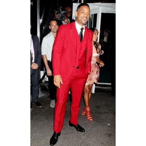 Hot Sale Red Wedding Suits for Men 3 Pieces Mens Suits Groom Tuxedos Business Formal Suit Custom Made (Jacket+Pants+vest+tie)