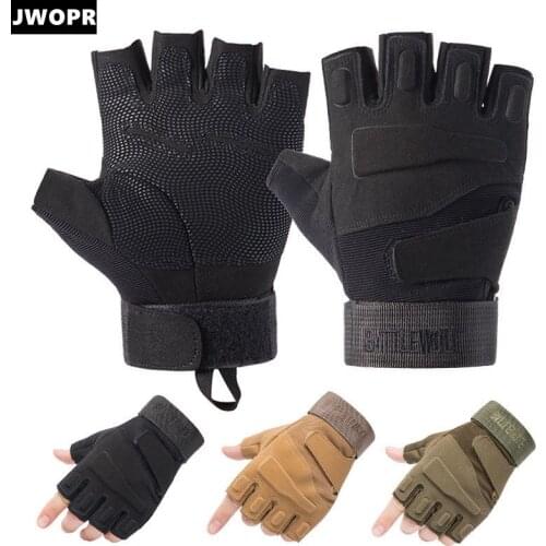 JWOPR Half-finger Tactical Gloves Motorcycle Riding Shock-absorbing Protective Gloves Suitable for Rock Climbing and Hiking