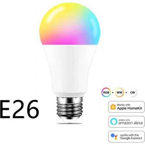 WiFi Smart Light Bulb E27/E26/B22 RGB+CW 9W Energy Saving Dimming LED Bulb Work With Alexa Google home Homekit