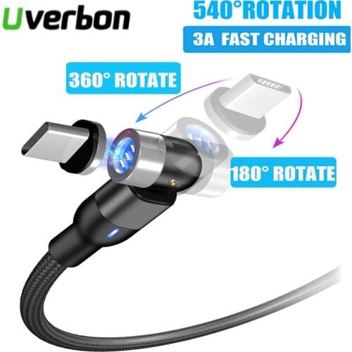 Uverbon 3A Fast Charging USB Type C 2in1 Elbow Data Cable Micro USB Magnetic Data Cable For Huawei P40 P30 Samsung S20 Xiaomi