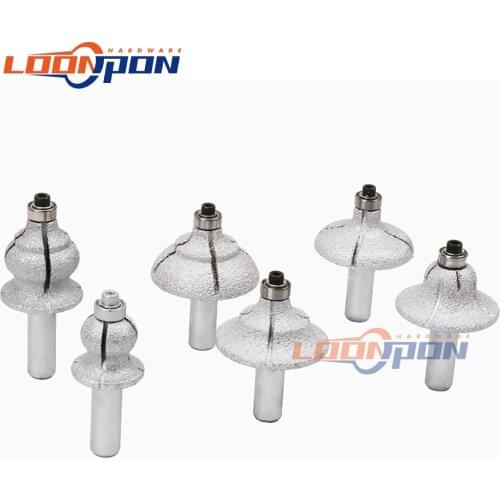 Vacuum Brazed Diamond Router Bits for Granite Marble Router Cutter with 1/2" Shank Profiling Cutting Stone Edge Grit 60 1Pc