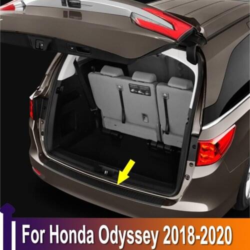 For Honda Odyssey 2018 2019 2020 Stainless Steel Outer Rear Bumper Pad Protector Trim Tail Trunk Scuff Plate Cover Car-Styling