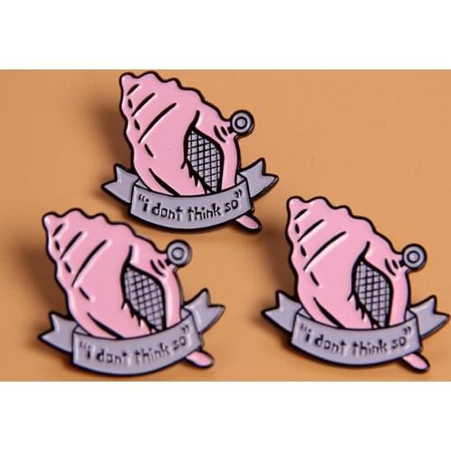 Magic Conch Shell I Don't Think So Enamel Brooch Pins Badge Lapel Pins Alloy Metal Fashion Jewelry Accessories Gifts