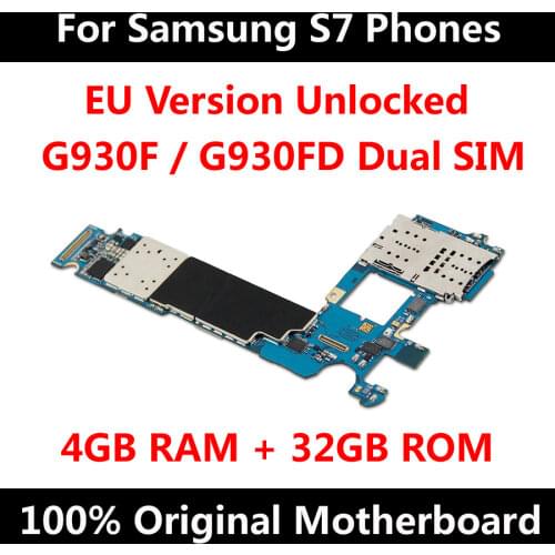 Original Motherboard For Samsung Galaxy S7 G930F G930FD Dual SIM Factory Unlock MainBoard With Chips IMEI Android OS Logic Board