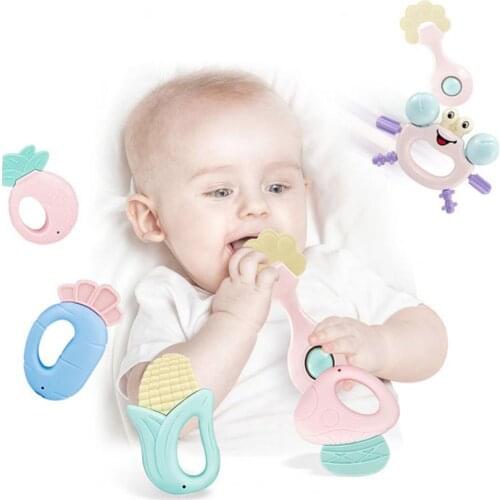 14Pcs Food Grade Baby Rattle Toy Bright Color Teeth Care Durable Teething Toy for Infant Baby Teethers Gift