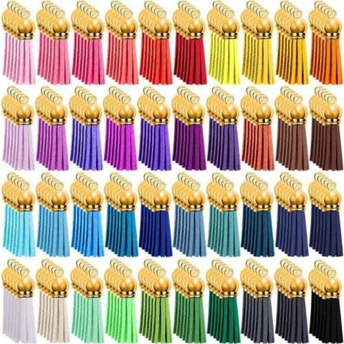 200 Pieces Keychain Tassels Bulk Leather Keychain Tassel Pendants Colored Acrylic Keychain Blanks for Christmas DIY