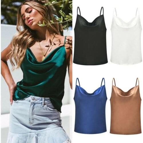2020 Fashion Womens Solid Color V Neck Cami Vest Tank Tops Summer Party Camisole Clubwear Tanks Camis