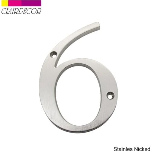4 in Sold Zinc Modern House Number Hotel Home Door Number Outdoor Address Plaque Zinc Alloy Number for House Address Sign #6
