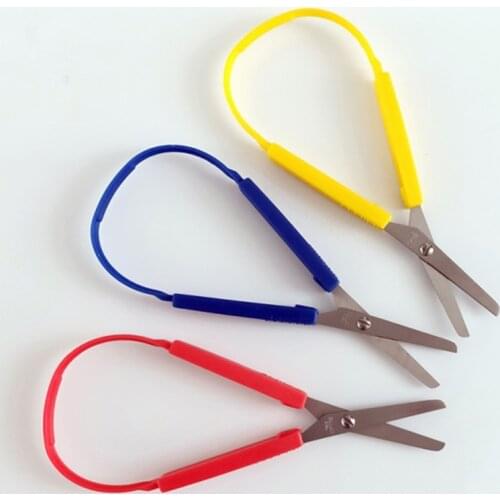 6pcs Colorful Loop Scissors for Kids Easy Grip Self-Opening Scissor Safety Round Tip Adaptive Cutting Random Color