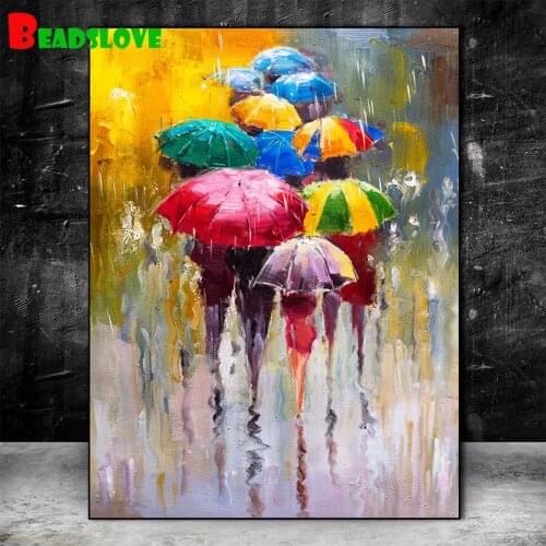 5D DIY Diamond Painting Abstract, girl holding umbrella cross stitch full square round diamond mosaic embroidery