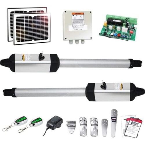 Automatic Gate Opener Kit Medium Duty Solar Dual Gate Operator for Dual Swing Gates Up to 16 Feet or 550 Pounds Gate Motor Solar
