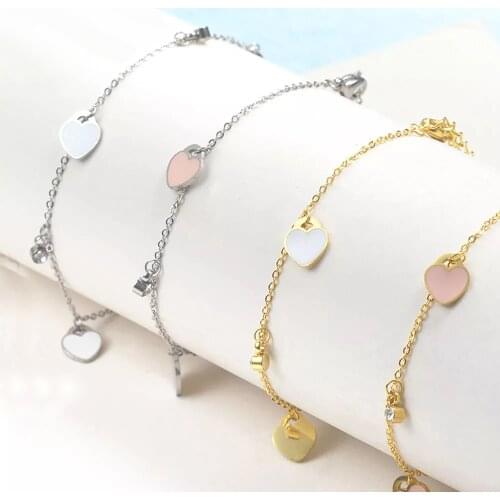 2020 new Stainless steel charm bracelet female bracelet jewelry chain heart female bracelet wholesale jewelry gift best friend