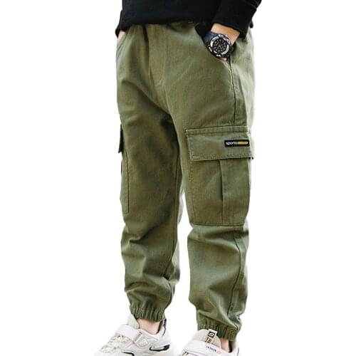 Kids Boys Jogger Pants Spring Autumn Fashion Cotton Cargo Pants For Teenage Boys 6 8 10 12 14 Years Trousers Children Sweatpants