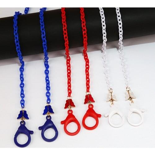 Candy Color Butterfly Acrylic Mask Chain Glasses Chain for Woman Hanging Neck Anti-lost Mask Chain Eyewear Jewelry Accessories