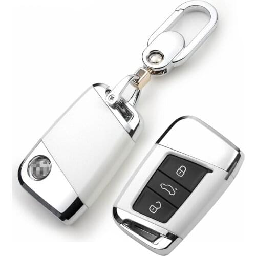 Kwaks Car Key Case For Volkswagen 19 MAGOTAN PASSAT CC B8 VARIANT VW Smart Remote ABS Skin Cover With Metal Leather Keychain