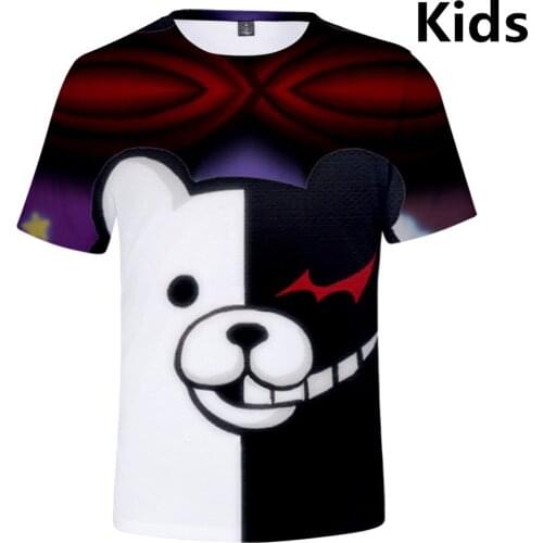3 To 13 Years Kids t shirt Danganronpa Monokuma 3D printed T-shirt boys girls Dangan Ronpa cartoon t shirts Tee children clothes