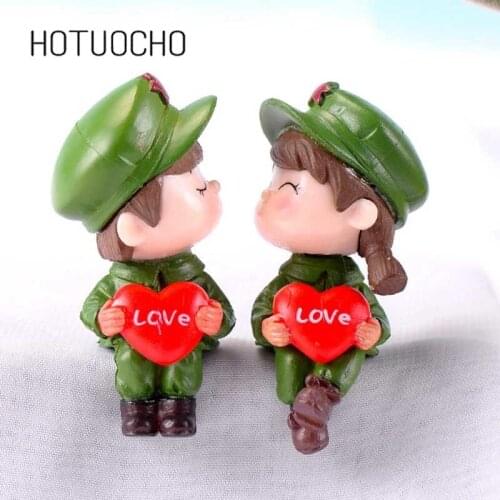4 Set Pvc Army Uniform Couples Cartoon Lovers Mini Ornaments Cake Wedding Decoration Military Uniform Couple Home Decoration
