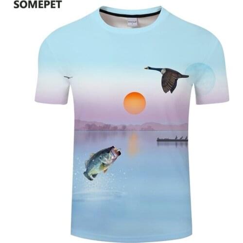 Funny Fish Printed T shirt Men Women Casual Digital Fish 3D Print Short Sleeve Hip Hop Clothing Harajuku Funny Fishing T shirt