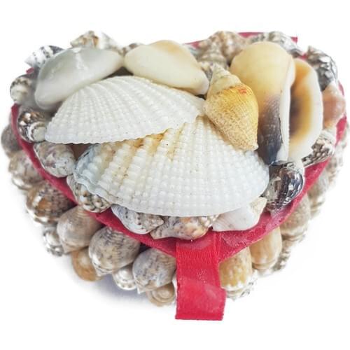 Kefelim Seashell Embellishment Heart Mini Jewelry Jewelry Box 5x5 cm MKT12