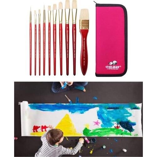 10x Artist Hair Bristle Brush Watercolor Painting Acrylic Paint