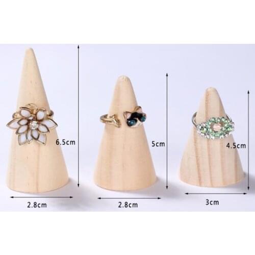 Ring Display Jewelry Wood Stand Holder organize Storage Showcase Cone Shape Ring Display F20173550