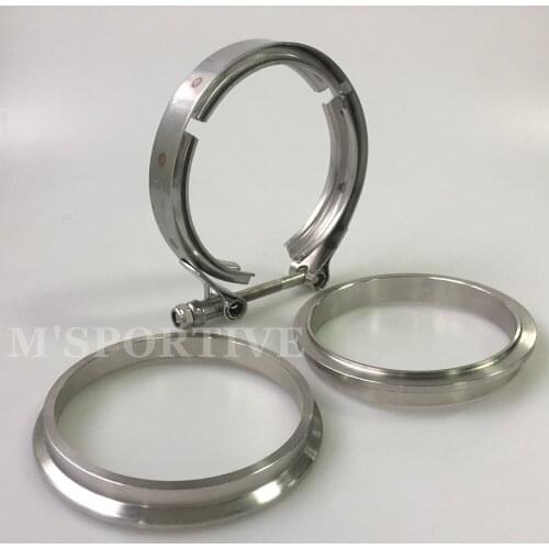 MSPORTIVE -4" Inch 101.6mm SUS 304 Stainless Steel V-Band Clamp Flange Kits Exhaust Pipe clamps turbocharger clamps