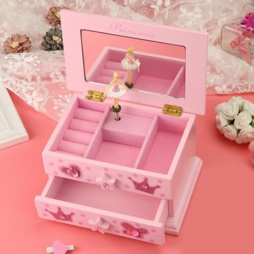 Jewelry Box for Women Girls Jewelry Organizer Storage Case with Two Layers Display for Earrings Bracelets Rings Musical Box