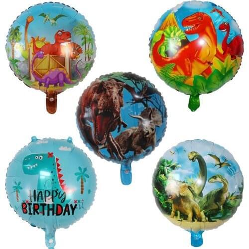 10pcs/Lot Round Dinosaur Aluminum Foil Balloons Jurassic Century Party Decoration Helium Balloon Baby Shower Birthday Air Globos