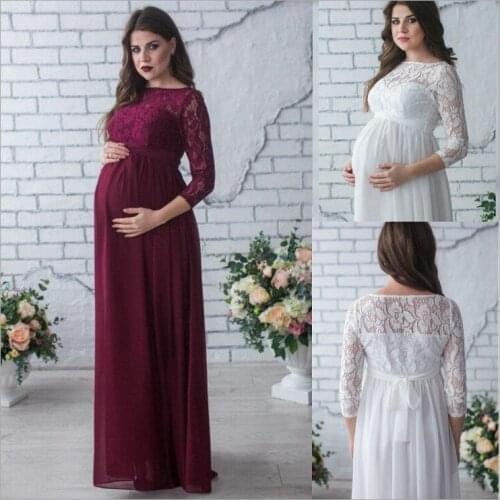 Envsoll Lace Maternity Photography Props Maternity Dresses Pregnancy Dress Photo Shooting Gown Chiffon Pregnant Women