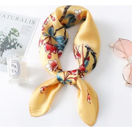 Square Silk Bag Scarf for Women Neck Hair Wraps Foulard Headband Scarves Floral Lady Muffler Pareo Bandanna Shawl Summer 2021