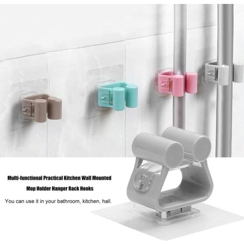 Multi-functional Practical Kitchen Mop Broom Wall Mounted Mop Holder Home Bathroom Sweeper Storage Mop Hanger Rack Hooks