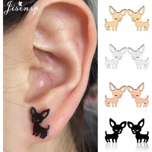 Trendy Jewelry Lovely Animal Stud Earrings for Women Kids Cartoon Stainless Steel Chihuahua Dog Earings Piercing Girls Brincos