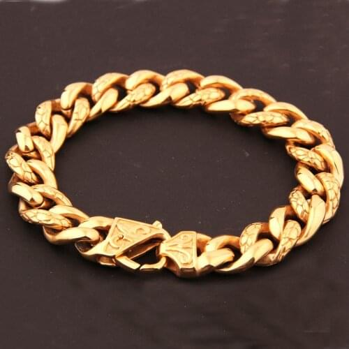 Granny Chic Fashion Men Bracelet Gold Tone Stainless Steel Bracelet & Bangle Male Accessory Hip Hop Party Rock Jewelry