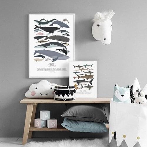 Ocean Cetacea Whale Sharks Wall Art Paper Canvas Painting Nordic Posters And Print Wall Pictures For Living Room Home Decoration