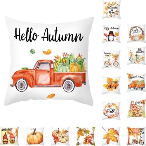 Thanksgiving Pumpkin Pattern Pillowcase Bright Color Polyester Peach Skin Wear-resistant Throw Pillow Cover Sofa Decor