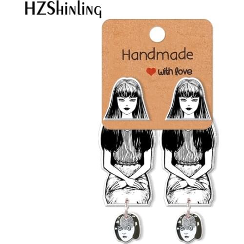 2021 New Arrival Junji Ito tomie Pattern Acrylic Clip Earrings Stud Earrings Resin Epoxy Ear Jewelry