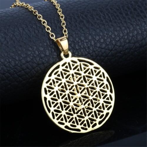 Flower Of Life Seed Yoga Necklace Trinity Wicca Pagan Mandala Pendant Sacred Geometry Jewelry Fleur De Vie Jewelry Boho Choker N