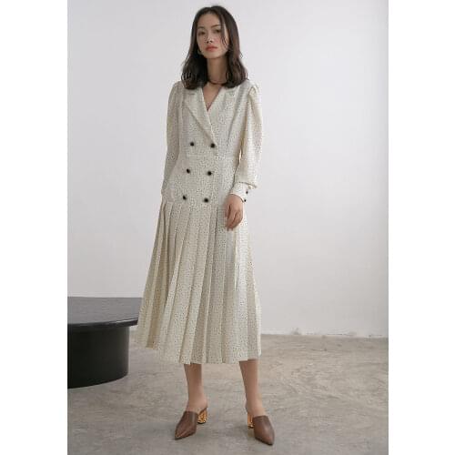 Guangzhou Chenzhi dress uus2020 new wave dot dress womens double breasted French style dress s01377