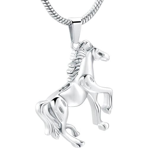 Running Horse Shape Urn Pendant Cremation Ashes Keepsake Memorial Urn Jewelry Stainless Steel Funeral Necklace