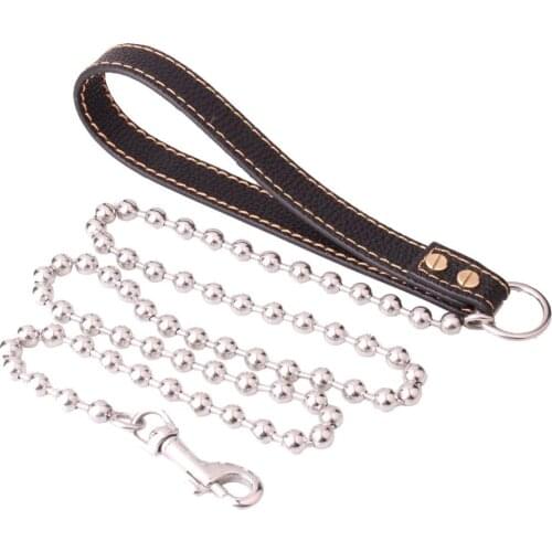 Pet Leash Dog Chain Safety Rope Walk the Dog High Quality Stainless Steel Link Coriaceous Handle Wholesale Retail Pet Supplies
