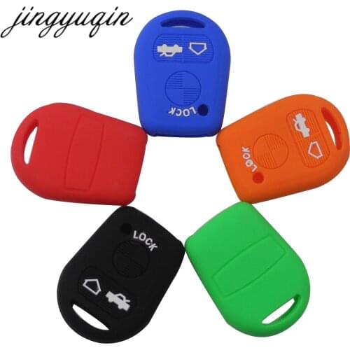 Jingyuqin Silicone Key Cover Case For BMW E31 E32 E34 E36 E38 E39 E46 Z3 3 Button Remote Car Key Wallet Holder