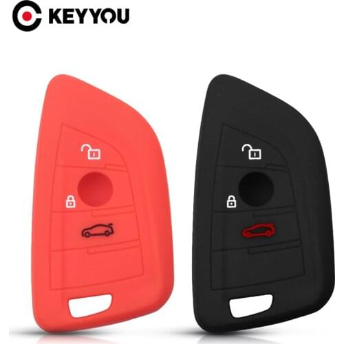 KEYYOU 3 Buttons For BMW 525li F15 F16 F48 F85 G30 G11 M 2018 X1 X3 X4 X5 X6 35i 50i Rubber Silicone Key Case For Keychain Alarm