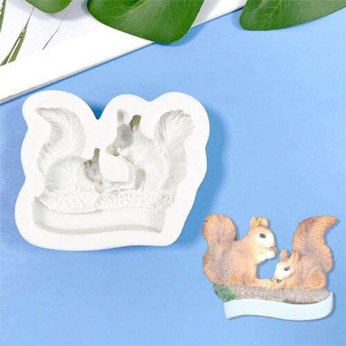 Cute Squirrels Chocolate Baking Fondant Mold Diy Cake Decoration Cute Squirrel Liquid Silicone Mold Baking Accessories