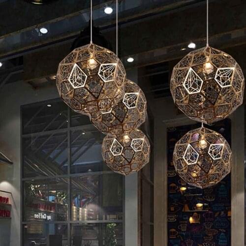 Nordic Postmodern Stainless Steel Round Diamond Ball Chandelier Restaurant Bar Chandelier Living Room Decoration Pendant Lights