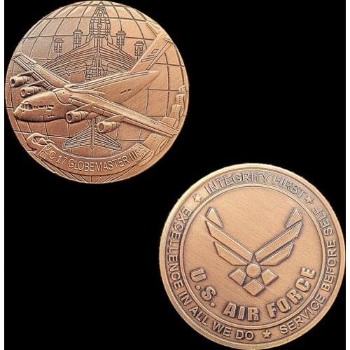 United States Armed Bomber C-17 Globemast Novelty Challenge Military Brass Plated Custom Coin For Souvenir Coins Collectibles
