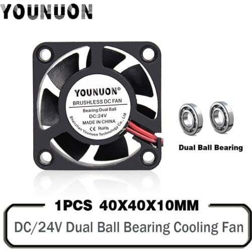 YOUNUON 4CM 40mm 24V Dual Ball Bearing Fan 40x40x10mm DC Brsuhless Cooling Cooler Fan for 3D Printer PC Laptop