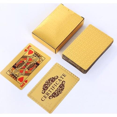 Waterproof Cards 24K Gold Silver Playing Poker Game Deck Gold Foil Poker Set PET Magic Card