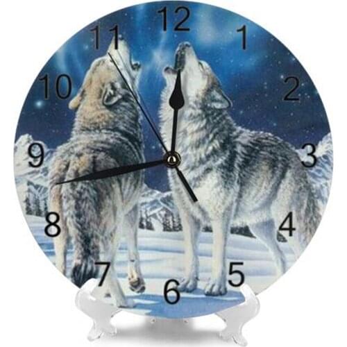 Wolf 25CM Wall Decor Clocks Numeral Digital Dial Mute No Ticking Sound Battery Operated Clocks for Childrens Playroom Bedroom
