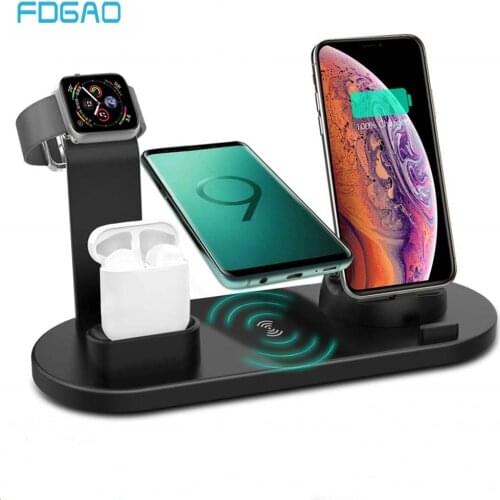 FDGAO 3 in 1 Charging Station10W Qi Fast Wireless Charger for Apple iWatch For iPhone 11 Pro XS Max XR X 8 Plus Airpods 2 Pro